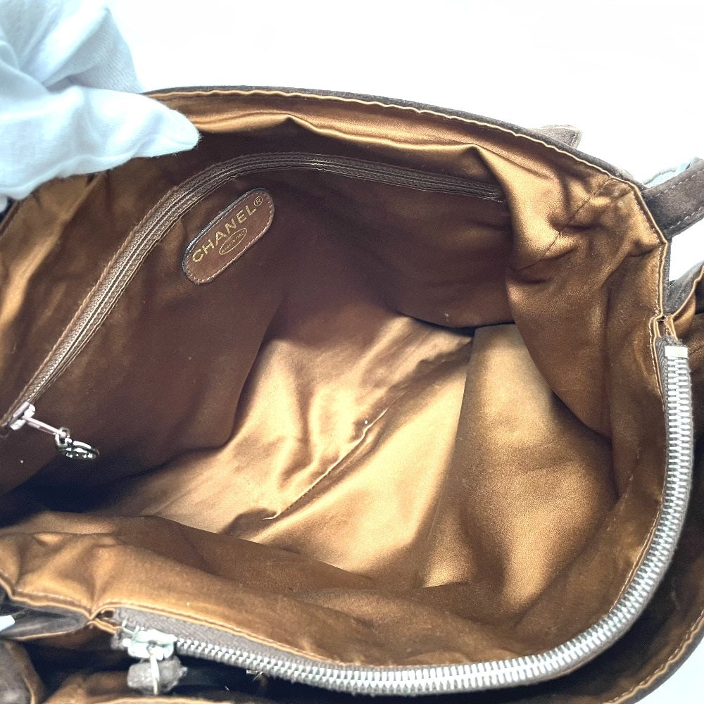 CHANEL Shoulder Bag suede Brown CC COCO Mark Trip Luco co Women Used