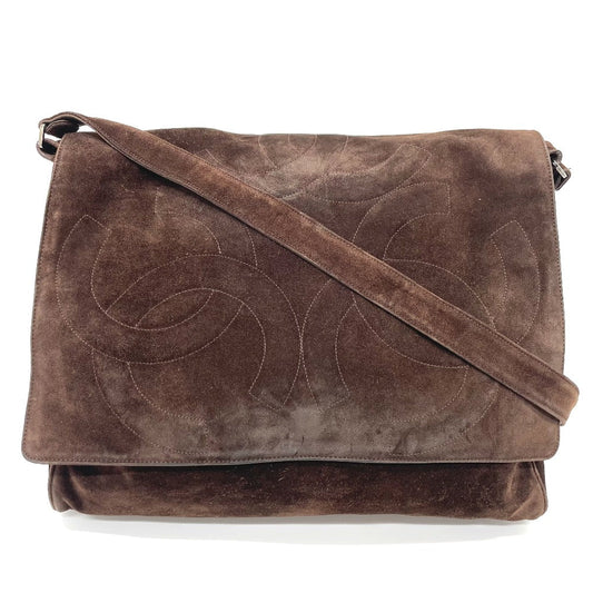 CHANEL Shoulder Bag suede Brown CC COCO Mark Trip Luco co Women Used