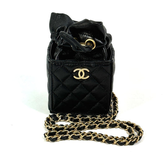 CHANEL Shoulder Bag lambskin black CCCOCO Mark Matrasse quilting Women Used