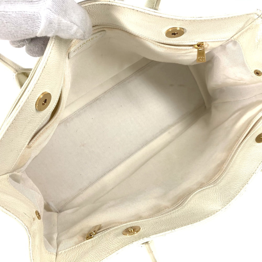 CHANEL Tote Bag Caviar skin White type Executive Tote Women Used