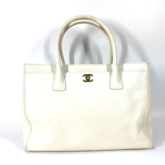 CHANEL Tote Bag Caviar skin White type Executive Tote Women Used