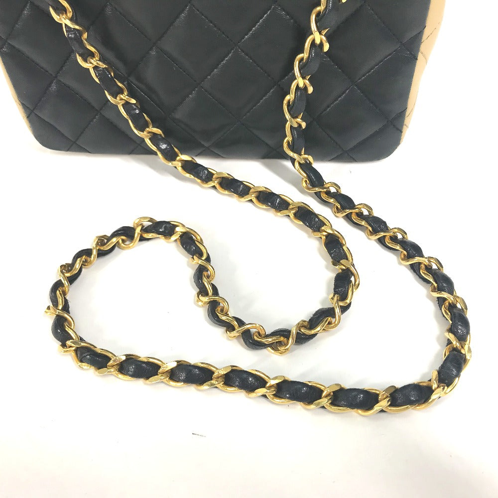 CHANEL Shoulder Bag lambskin beige By color CC COCO Mark Matelasse Quilting Women Used
