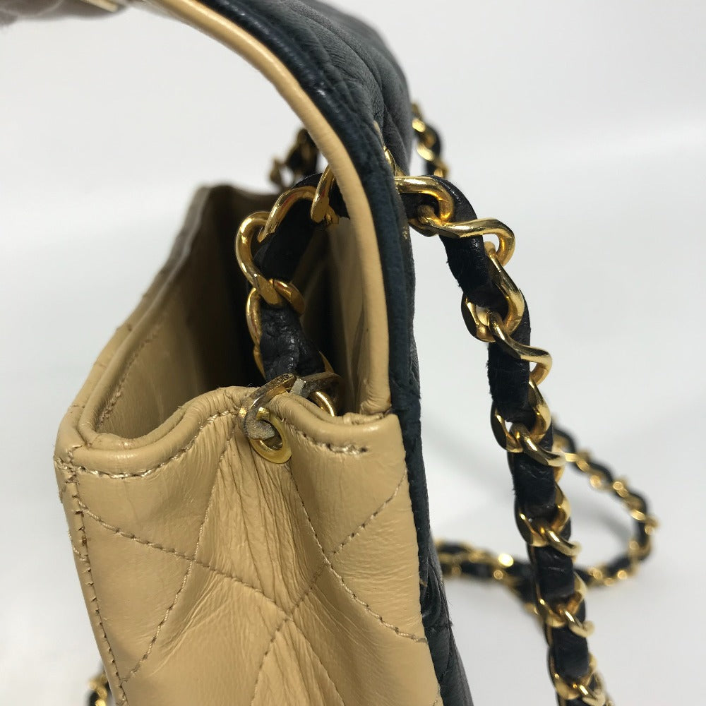 CHANEL Shoulder Bag lambskin beige By color CC COCO Mark Matelasse Quilting Women Used