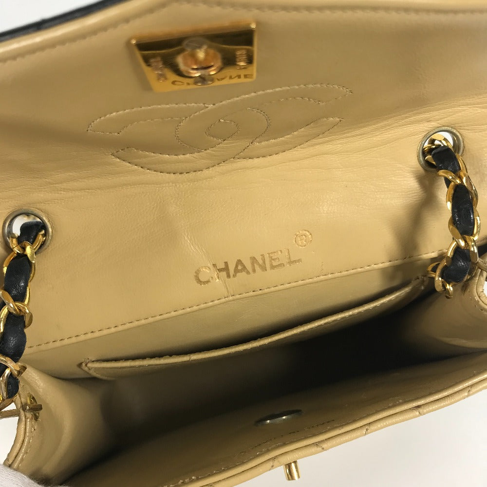 CHANEL Shoulder Bag lambskin beige By color CC COCO Mark Matelasse Quilting Women Used