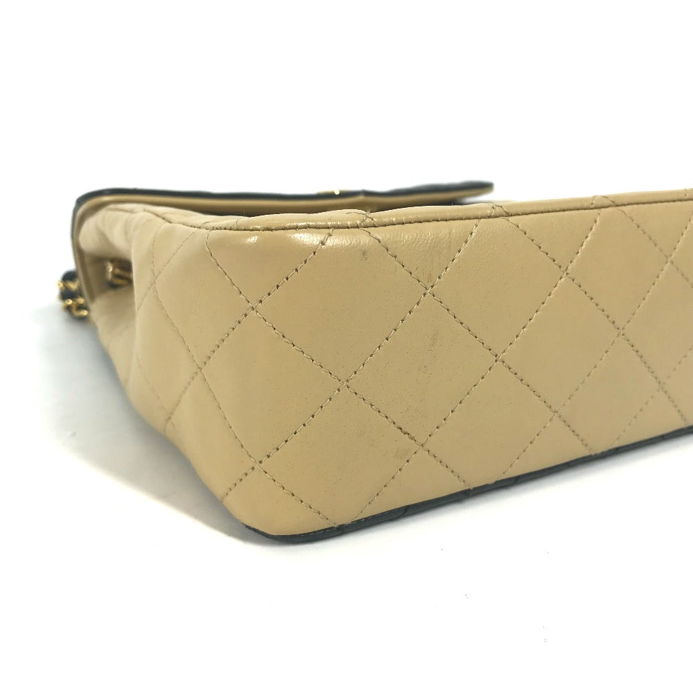 CHANEL Shoulder Bag lambskin beige By color CC COCO Mark Matelasse Quilting Women Used