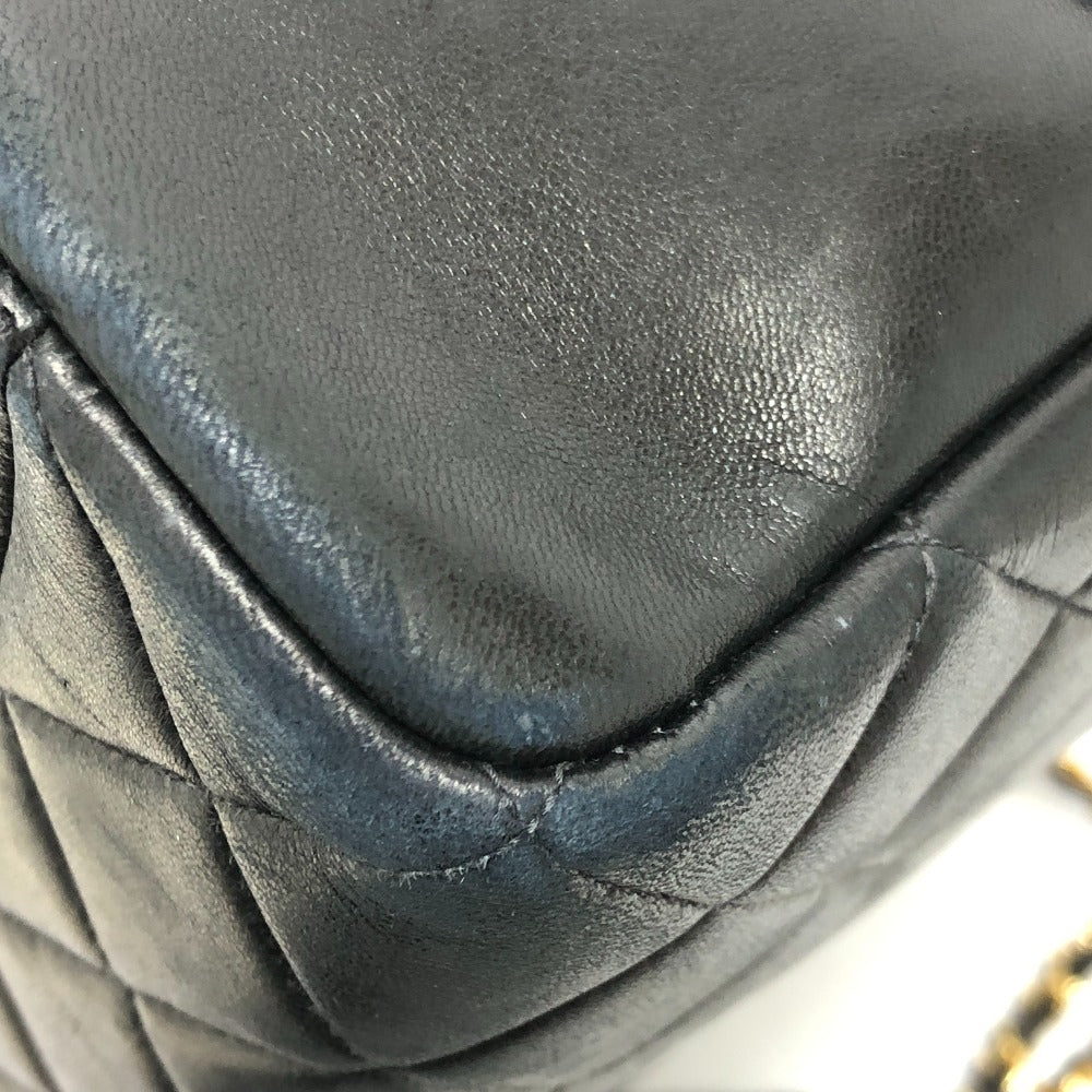 CHANEL Shoulder Bag leather black WChain Matrasse quilting Women Used