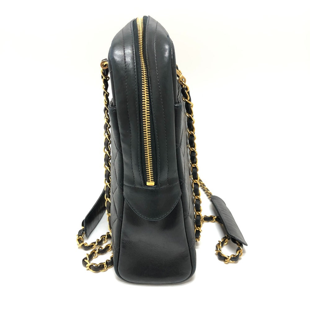CHANEL Shoulder Bag leather black WChain Matrasse quilting Women Used