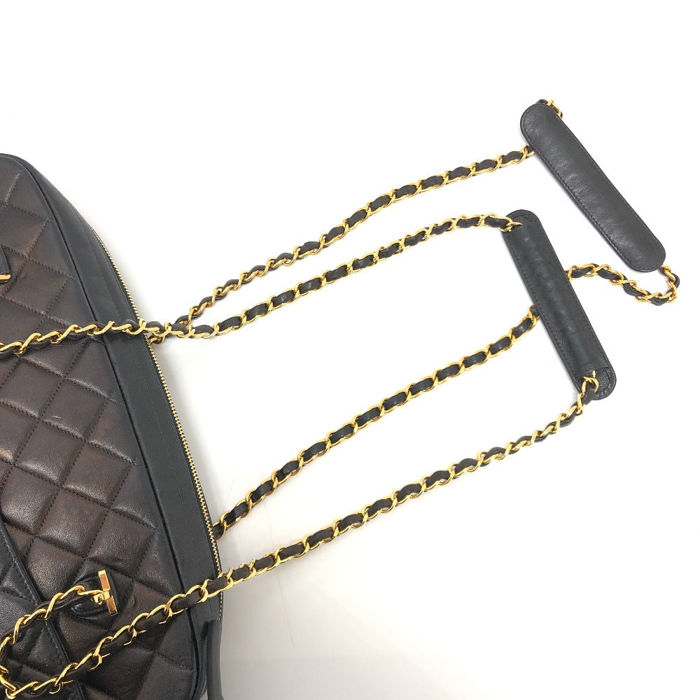 CHANEL Shoulder Bag leather black WChain Matrasse quilting Women Used