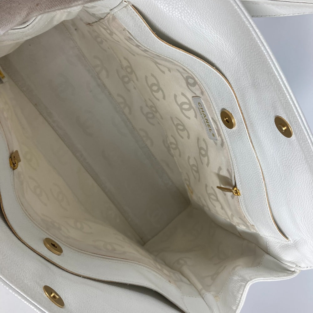 CHANEL Shoulder Bag Caviar skin white shoulder bag Deca COCO Mark CC