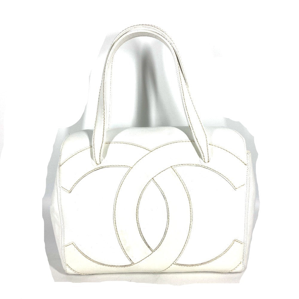 CHANEL Shoulder Bag Caviar skin white shoulder bag Deca COCO Mark CC