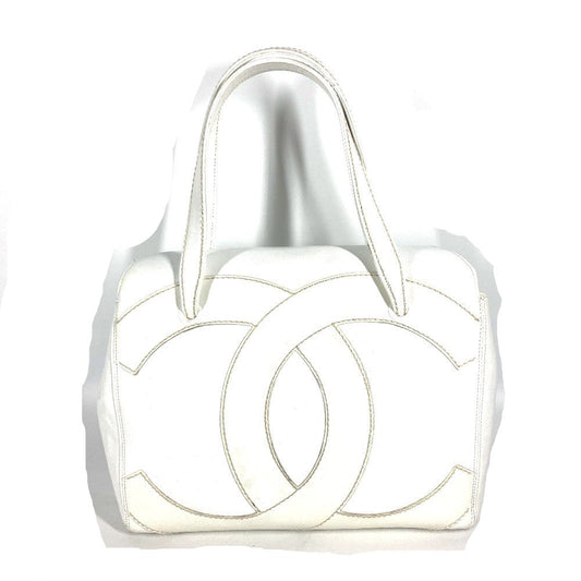 CHANEL Shoulder Bag Caviar skin white shoulder bag Deca COCO Mark CC