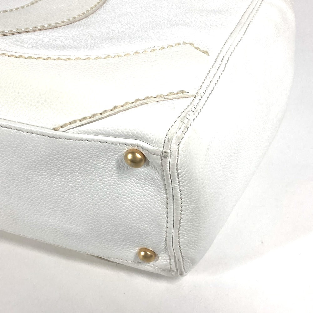 CHANEL Shoulder Bag Caviar skin white shoulder bag Deca COCO Mark CC