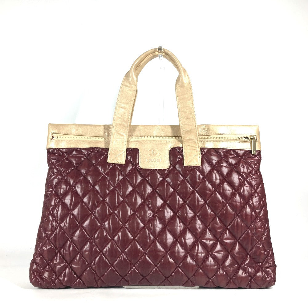 CHANEL Shoulder Bag Nylon, Leather wine-red By color CC COCO Mark Cococoon Quilting