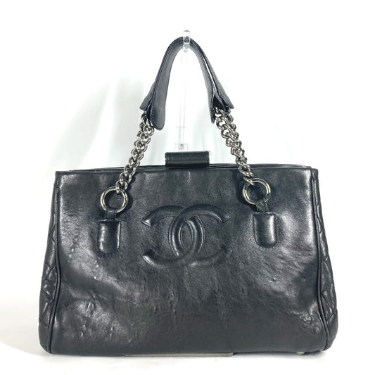 CHANEL Shoulder Bag Calf leather black shoulder bag CC COCO Mark Women Used