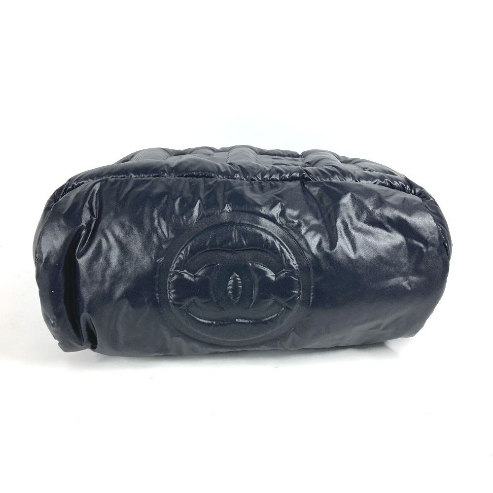 CHANEL Shoulder Bag Nylon, Tweed black 2WAY bag Boston Duffel bag Coconage Doudoune embossed logo Women Used
