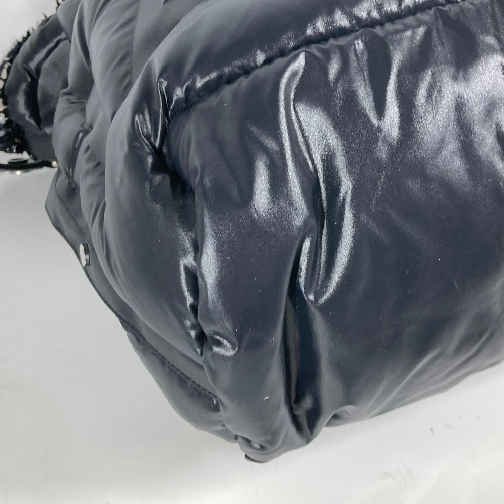 CHANEL Shoulder Bag Nylon, Tweed black 2WAY bag Boston Duffel bag Coconage Doudoune embossed logo Women Used