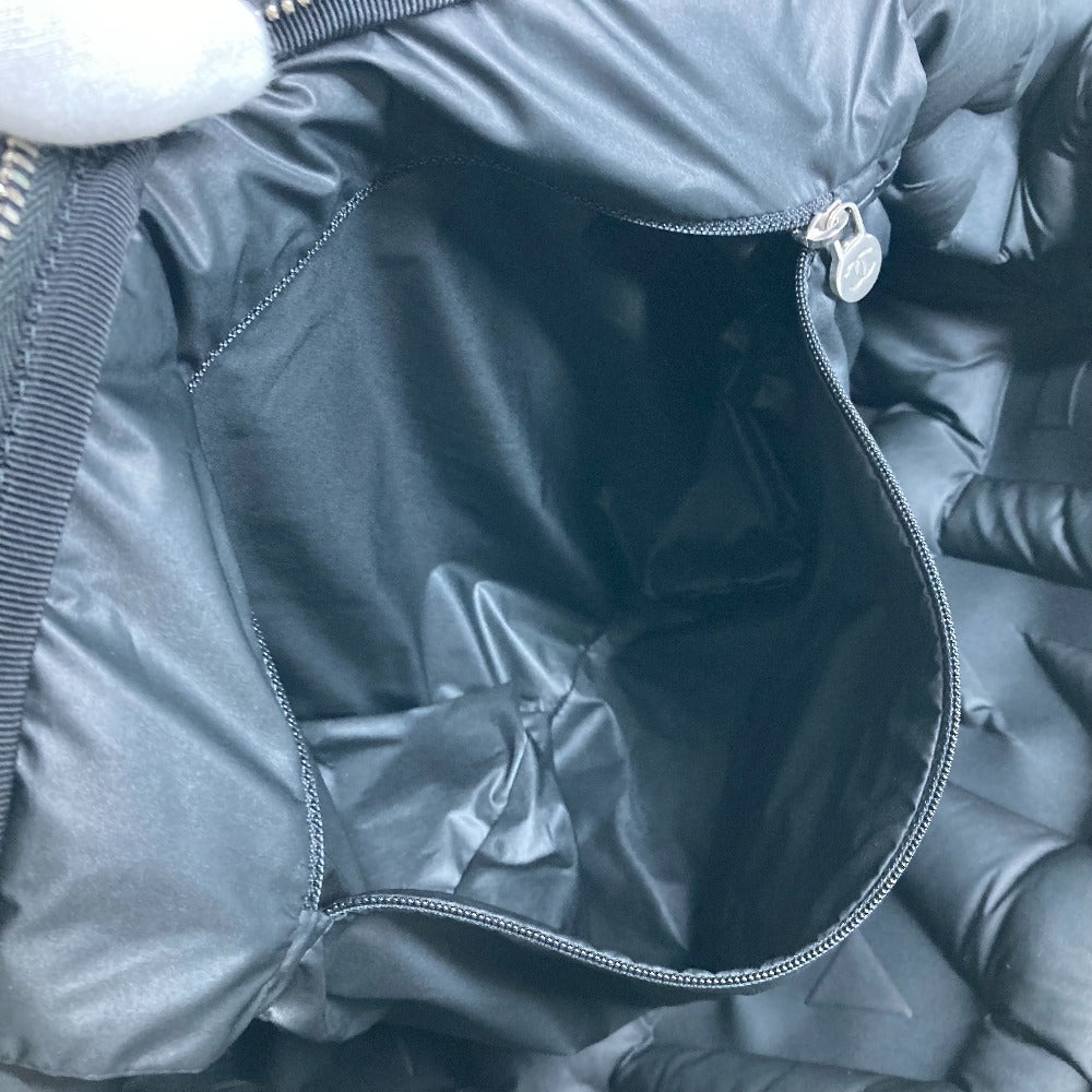 CHANEL Shoulder Bag Nylon, Tweed black 2WAY bag Boston Duffel bag Coconage Doudoune embossed logo Women Used