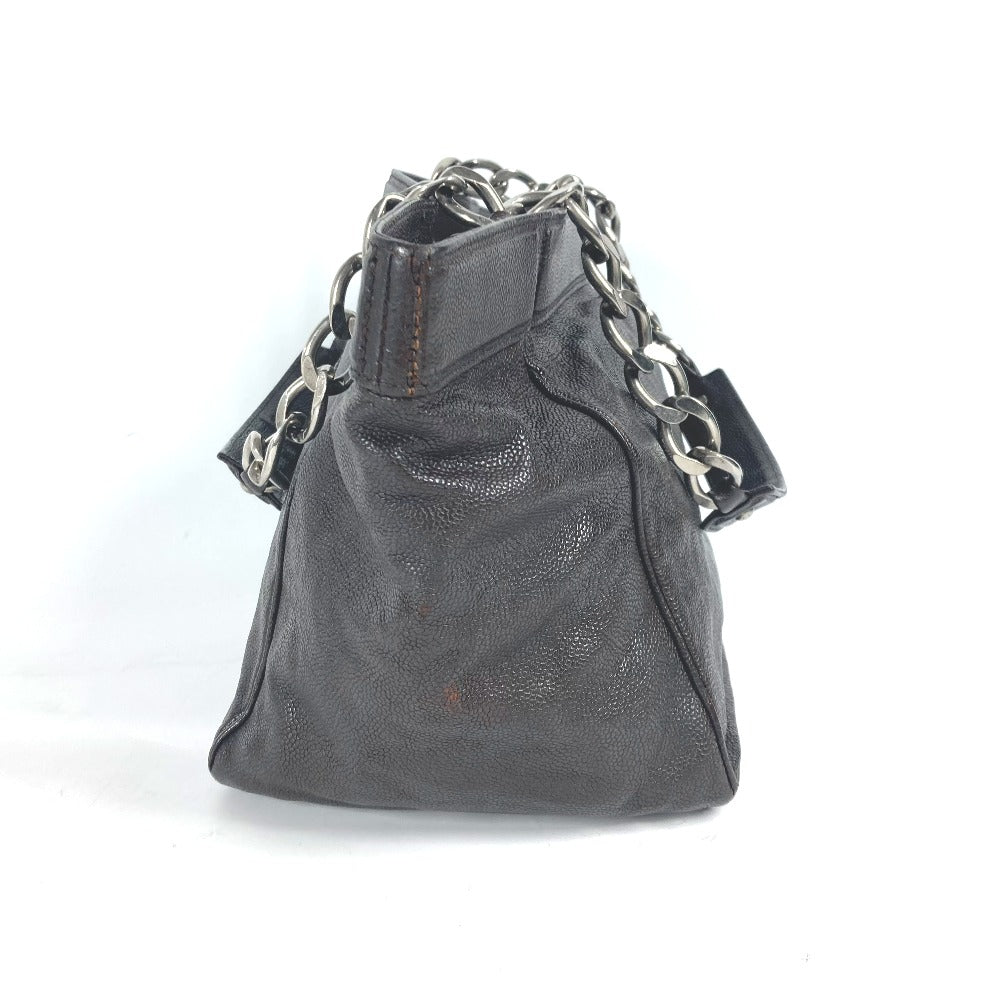 CHANEL Shoulder Bag Caviar skin Brown WChain CC COCO Mark DecaCoco Women Used