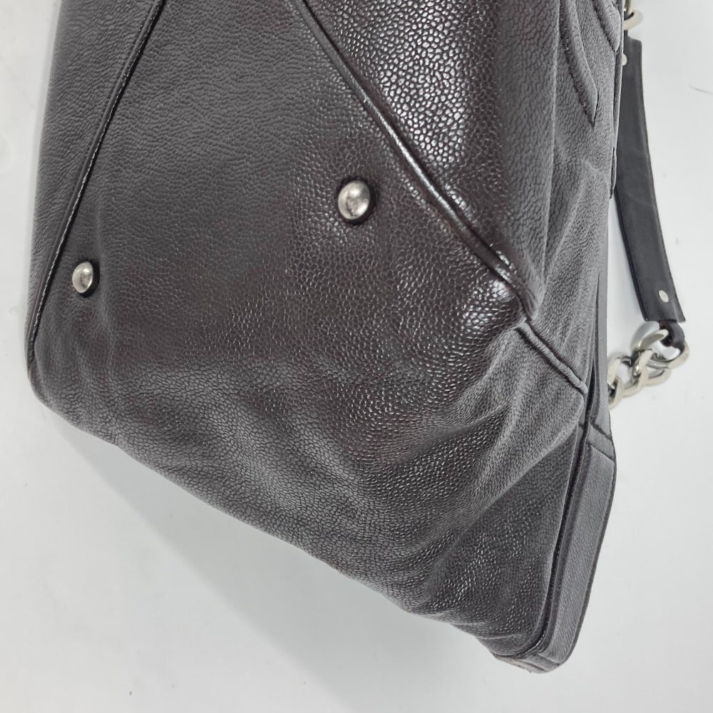 CHANEL Shoulder Bag Caviar skin Brown WChain CC COCO Mark DecaCoco Women Used