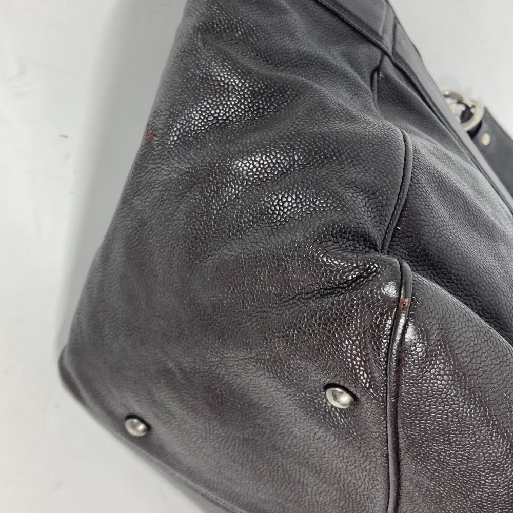 CHANEL Shoulder Bag Caviar skin Brown WChain CC COCO Mark DecaCoco Women Used