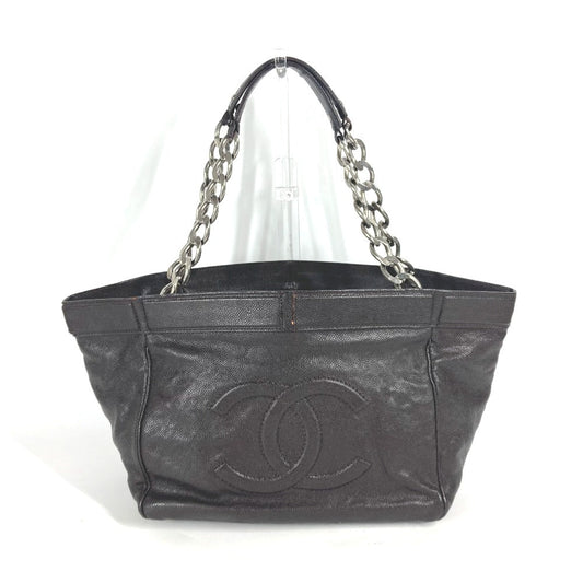 CHANEL Shoulder Bag Caviar skin Brown WChain CC COCO Mark DecaCoco Women Used