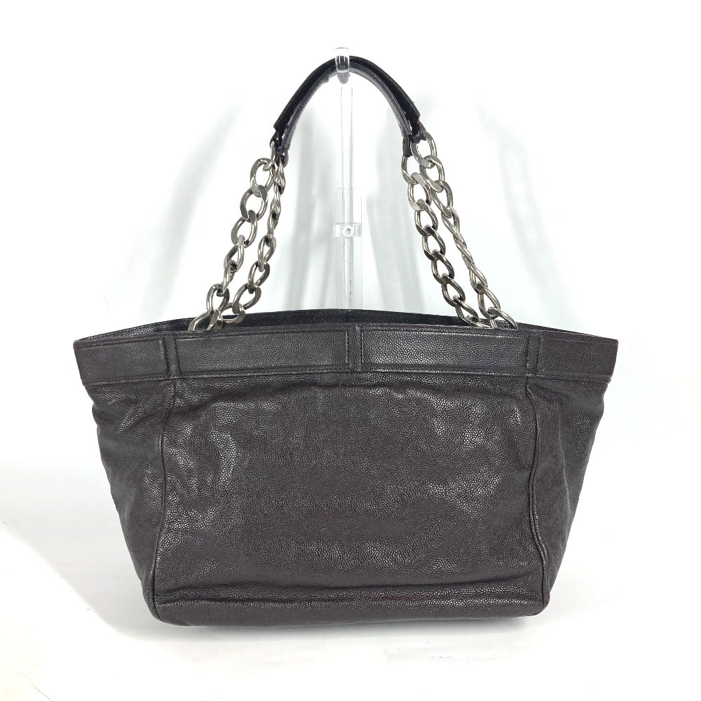 CHANEL Shoulder Bag Caviar skin Brown WChain CC COCO Mark DecaCoco Women Used