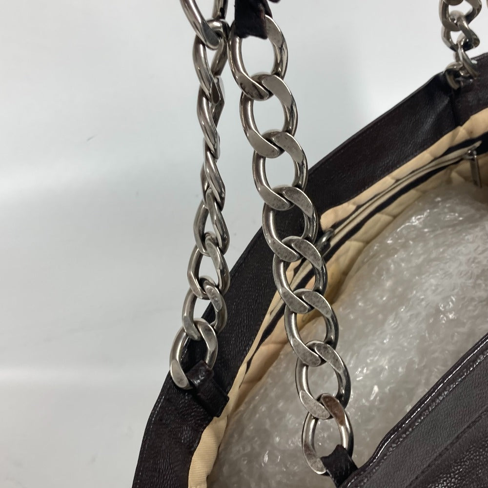 CHANEL Shoulder Bag Caviar skin Brown WChain CC COCO Mark DecaCoco Women Used