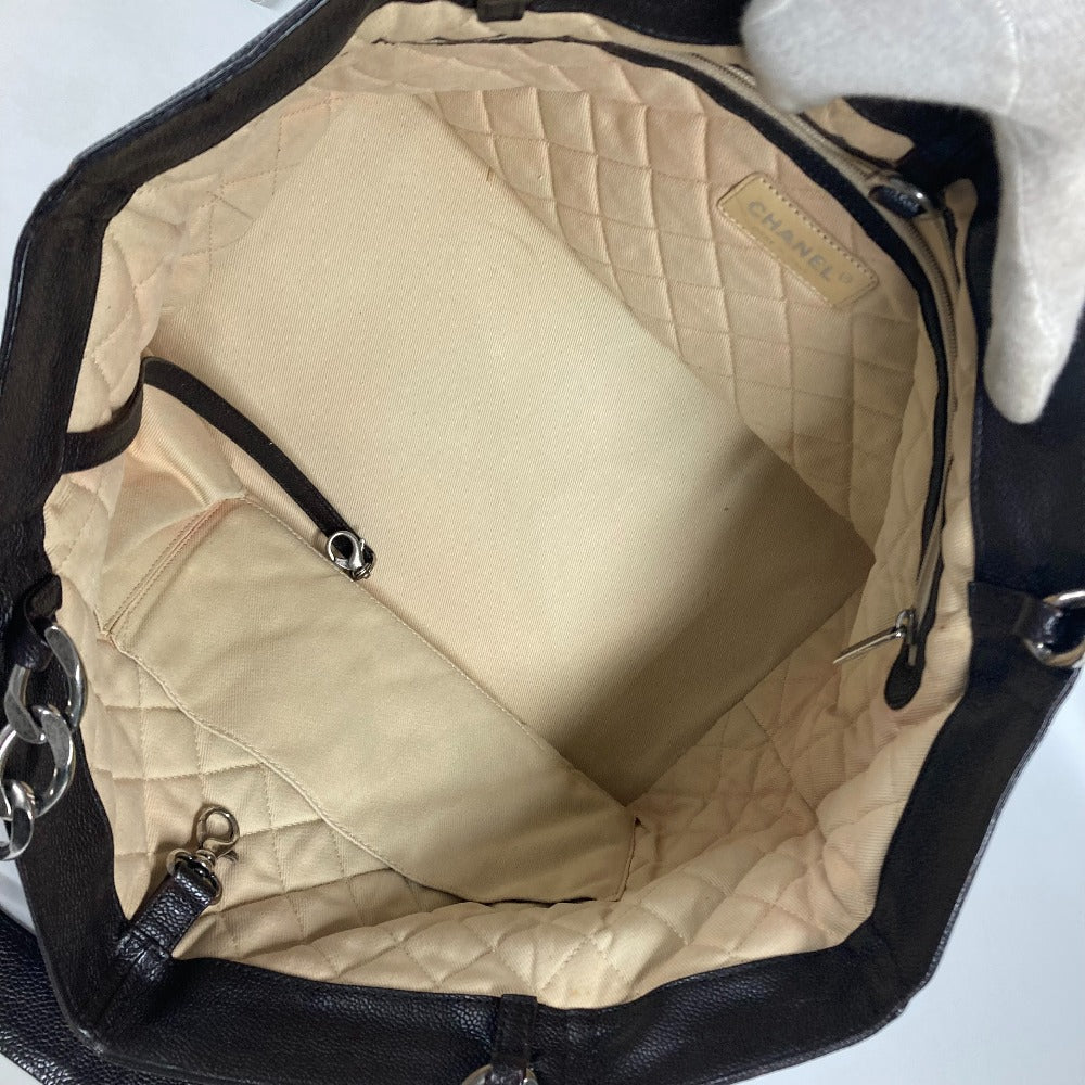 CHANEL Shoulder Bag Caviar skin Brown WChain CC COCO Mark DecaCoco Women Used