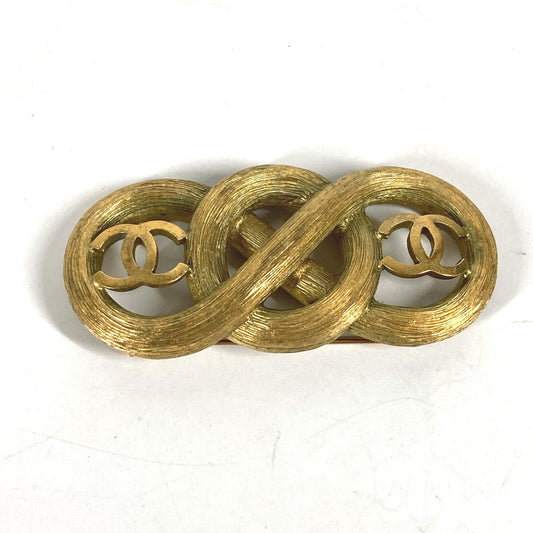 CHANEL Brooch metal gold 95C Vintage CC COCO Mark Double Women Used