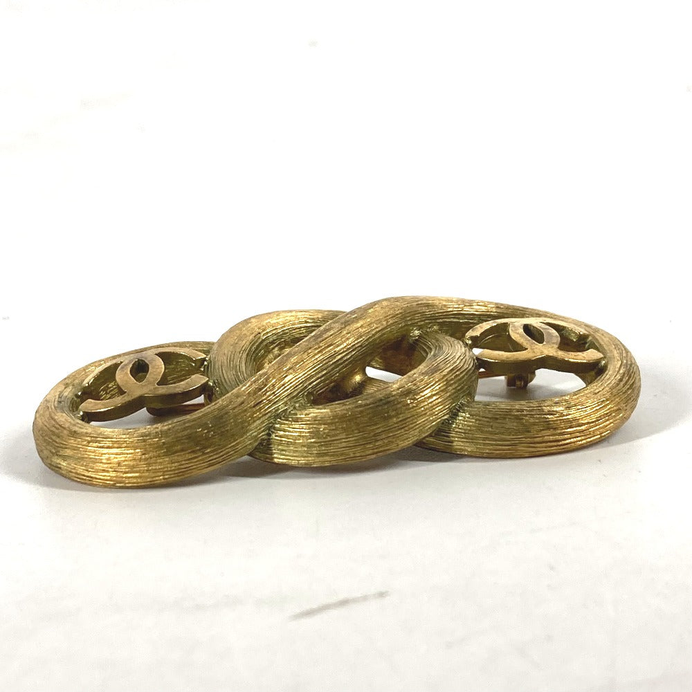 CHANEL Brooch metal gold 95C Vintage CC COCO Mark Double Women Used