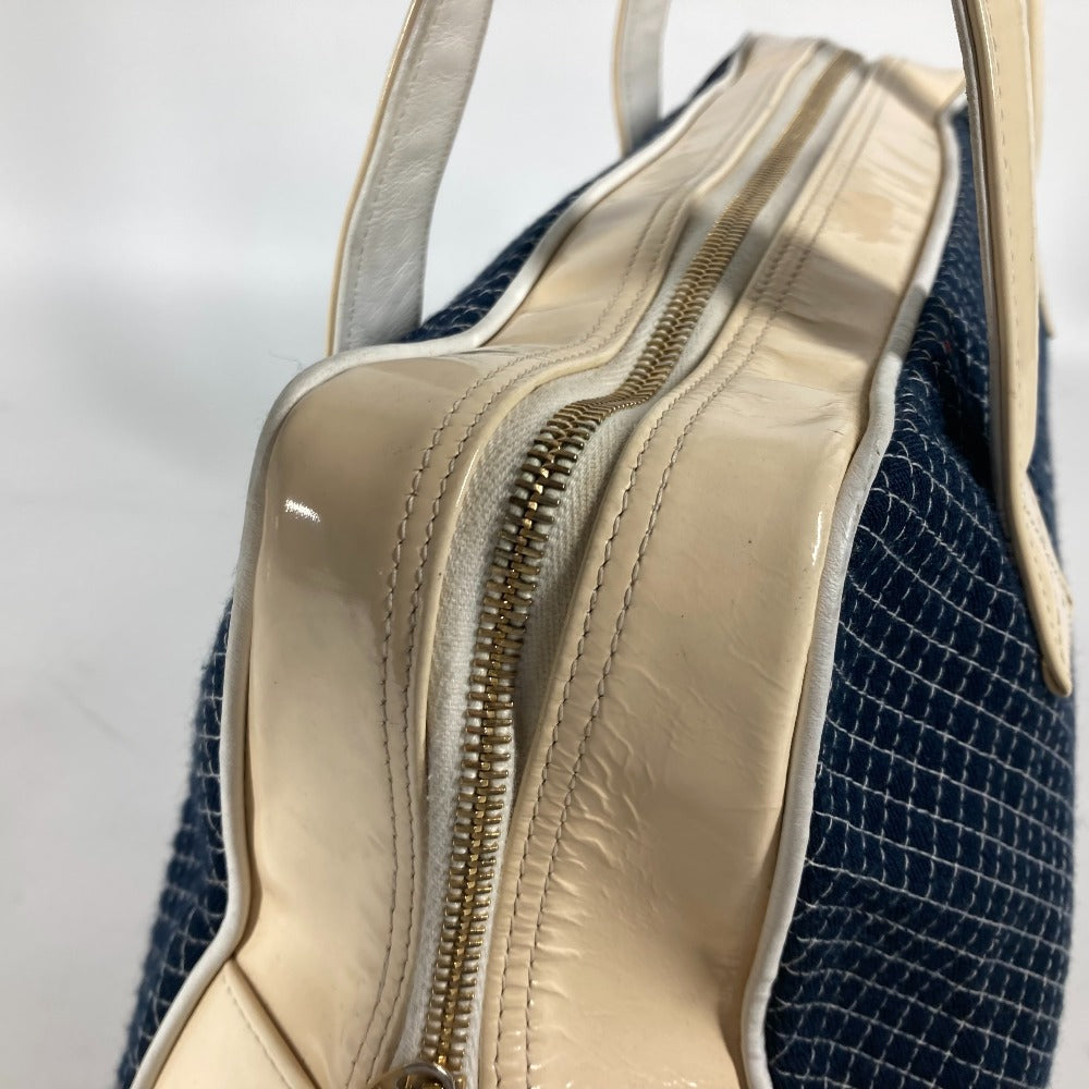 CHANEL Shoulder Bag Enamel / Canvas Navy quilting matelasse CC COCO Mark Women Used