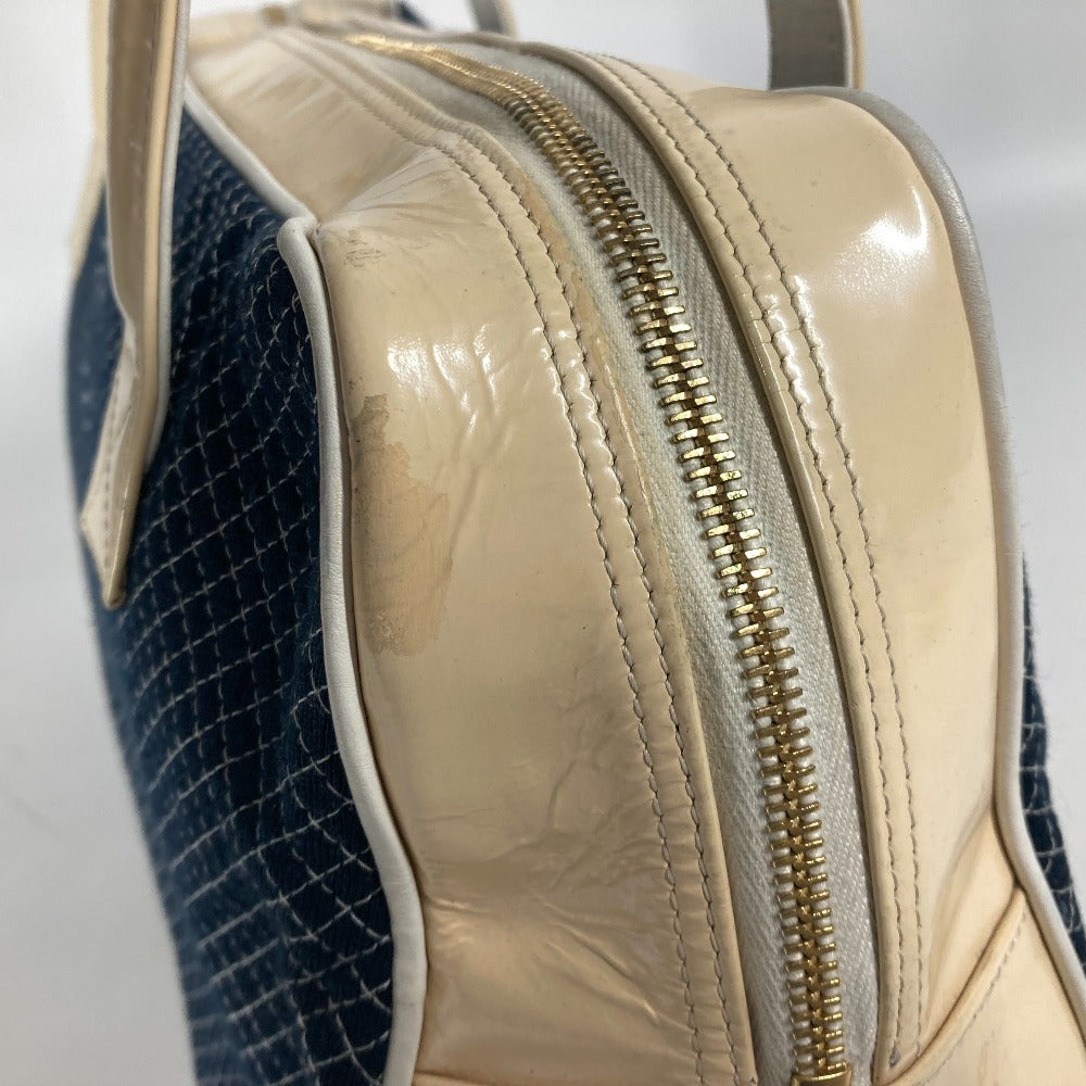 CHANEL Shoulder Bag Enamel / Canvas Navy quilting matelasse CC COCO Mark Women Used