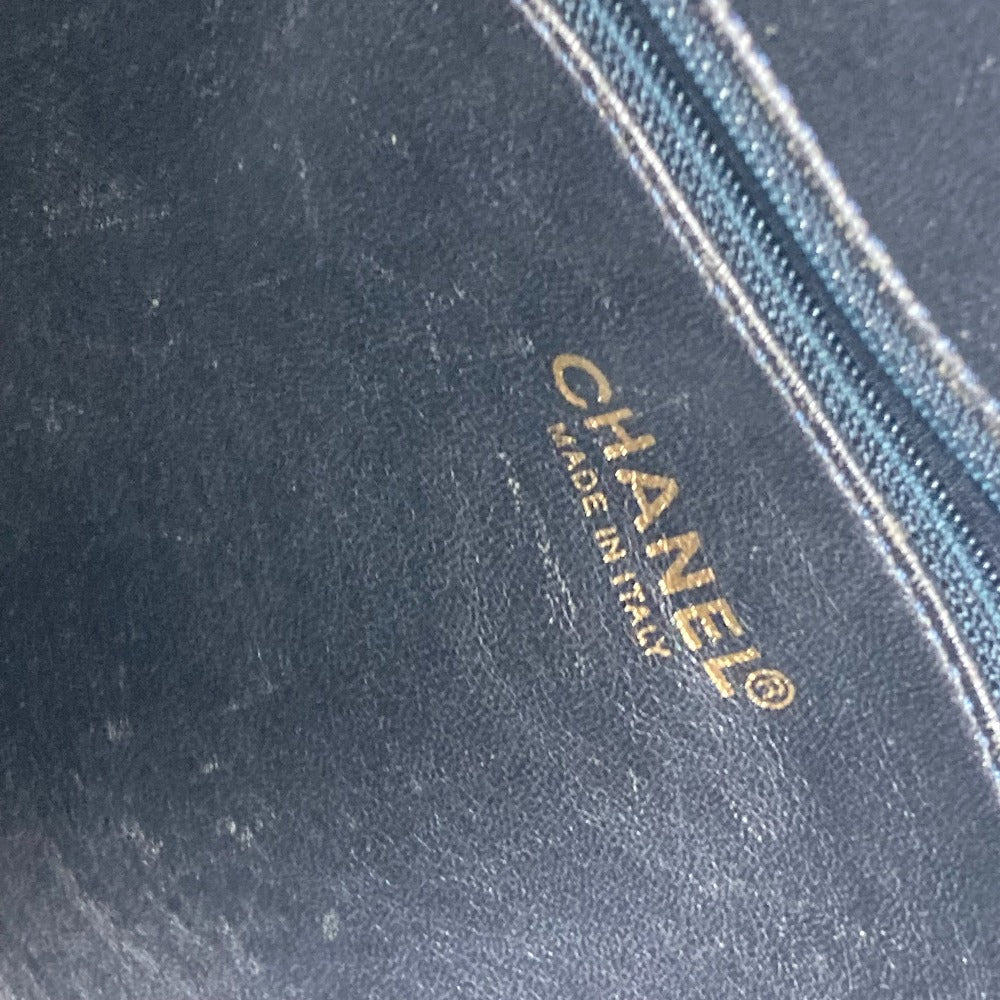 CHANEL Shoulder Bag Enamel / Canvas Navy quilting matelasse CC COCO Mark Women Used