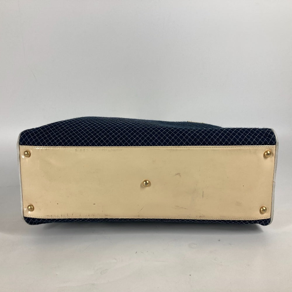 CHANEL Shoulder Bag Enamel / Canvas Navy quilting matelasse CC COCO Mark Women Used