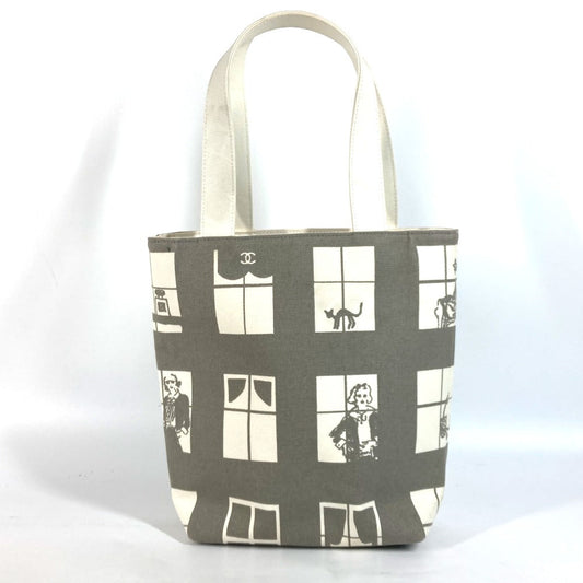 CHANEL Shoulder Bag canvas gray Shoulder Window line Women Used