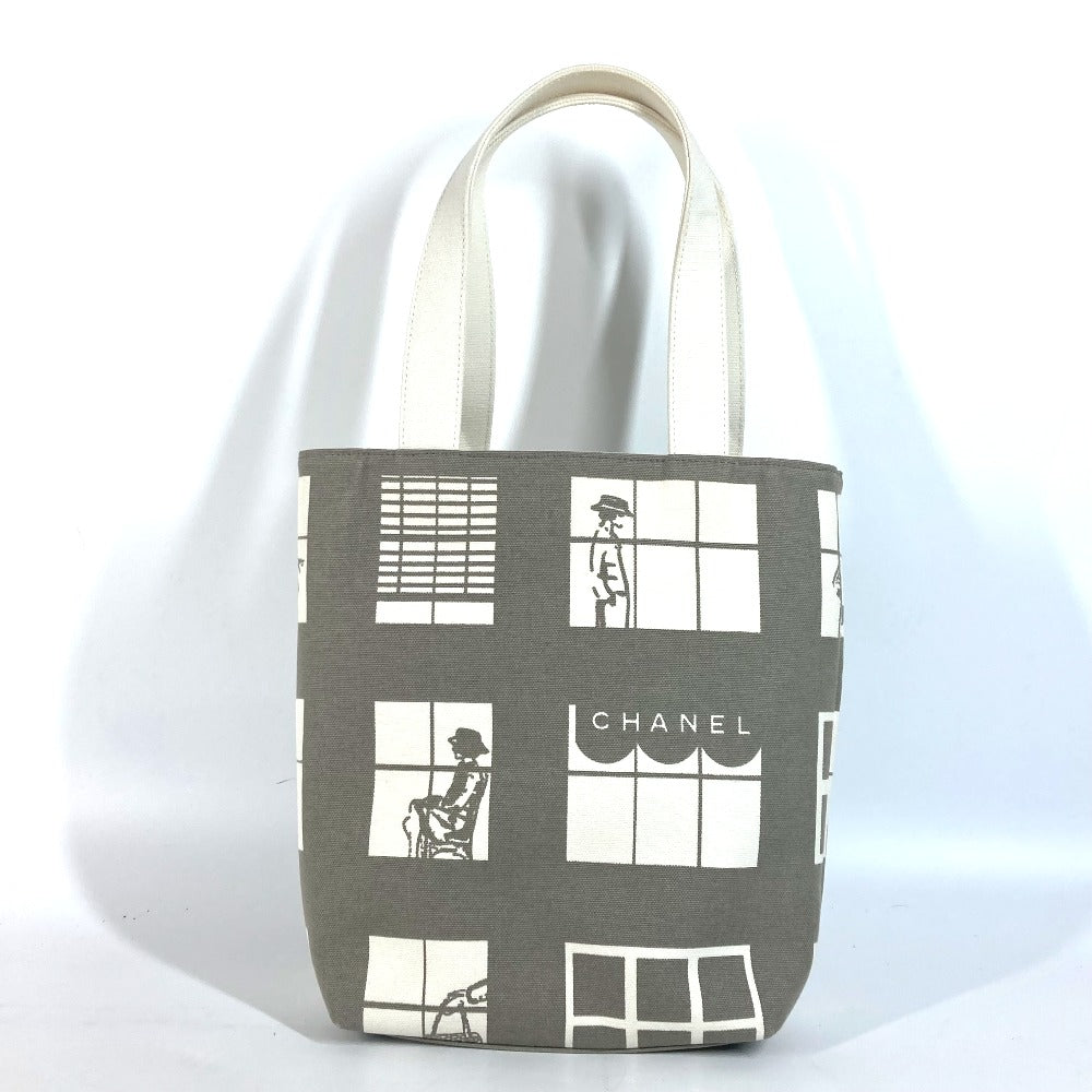 CHANEL Shoulder Bag canvas gray Shoulder Window line Women Used