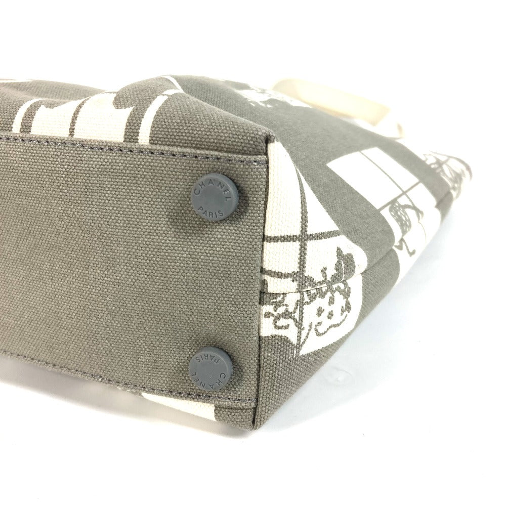 CHANEL Shoulder Bag canvas gray Shoulder Window line Women Used