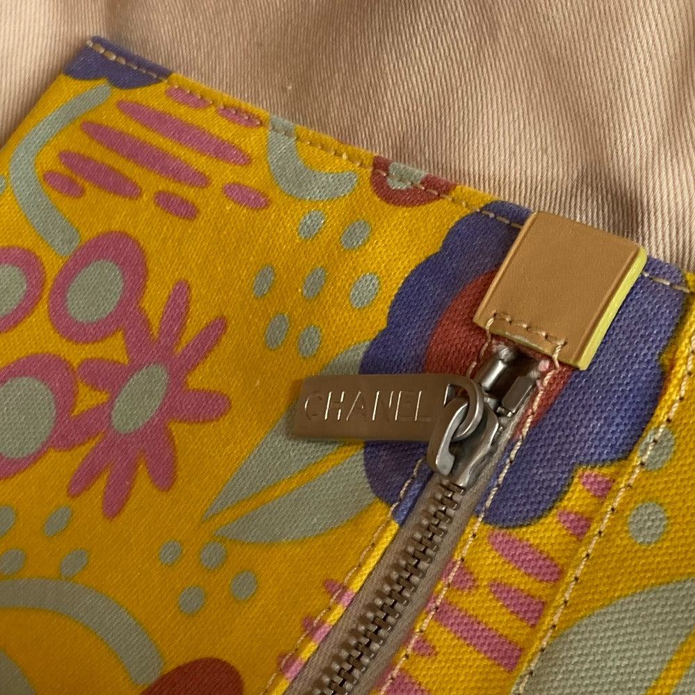 CHANEL Shoulder Bag Leather / canvas yellow High summer CC COCO Mark Floral Pattern Flower