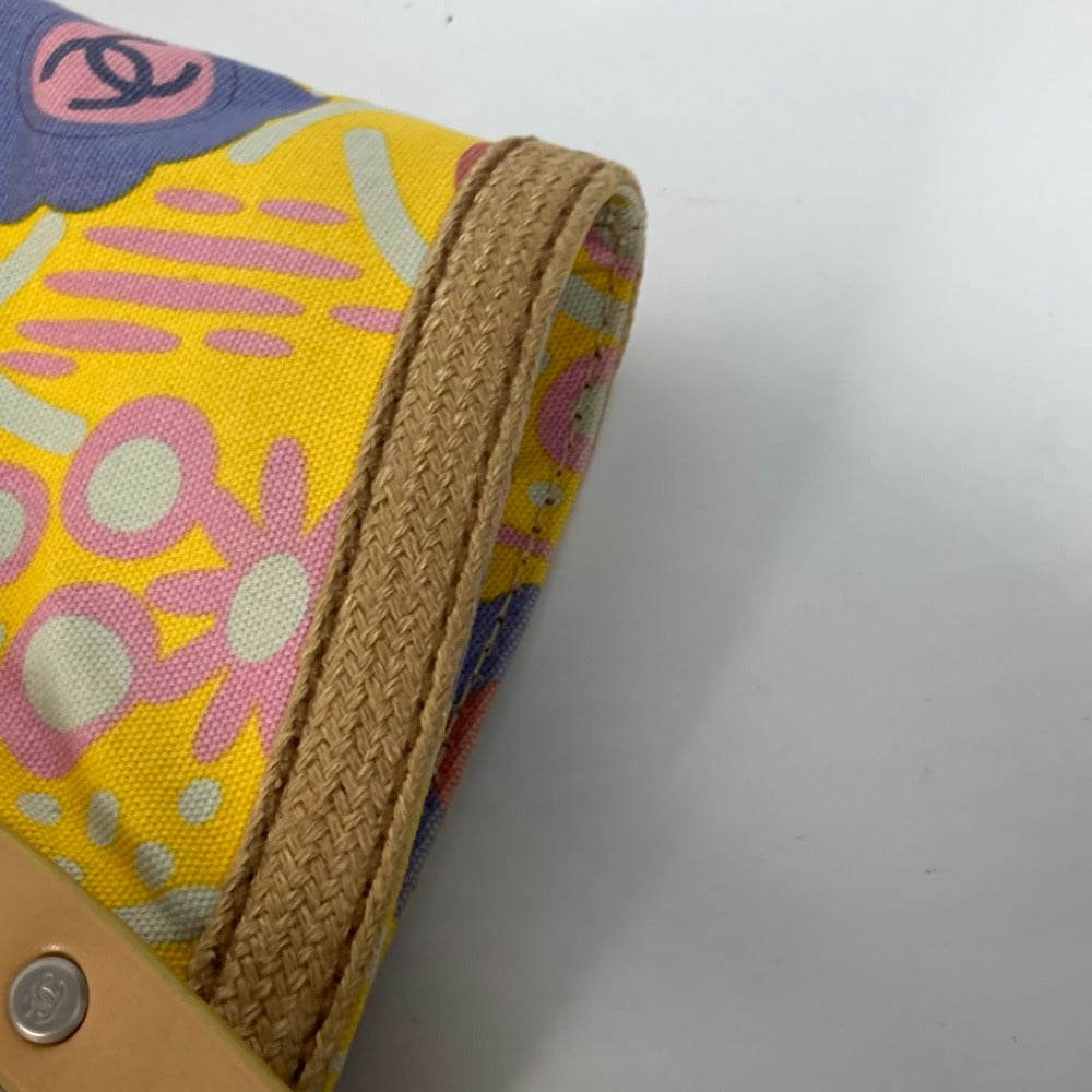 CHANEL Shoulder Bag Leather / canvas yellow High summer CC COCO Mark Floral Pattern Flower