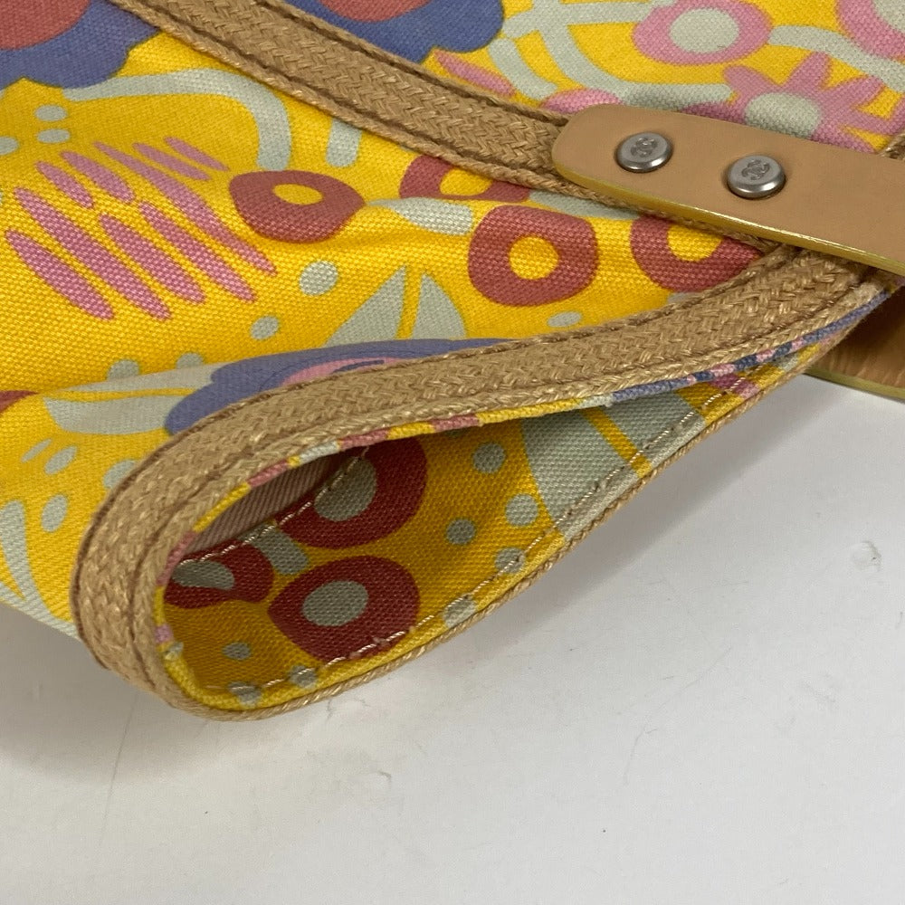 CHANEL Shoulder Bag Leather / canvas yellow High summer CC COCO Mark Floral Pattern Flower