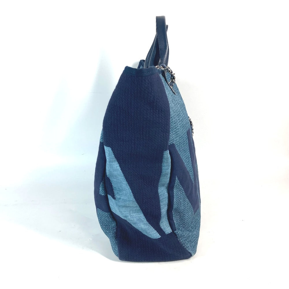 CHANEL Shoulder Bag canvas blue CC denim 2WAY bag COCO Mark Large Shopping Tote Women Used