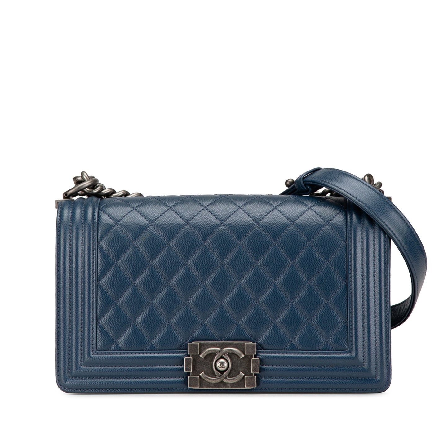 Blue Chanel Medium Caviar Boy Flap Crossbody Bag