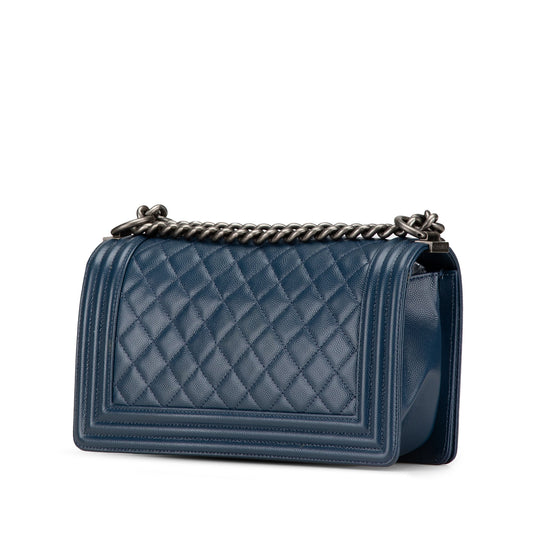 Blue Chanel Medium Caviar Boy Flap Crossbody Bag