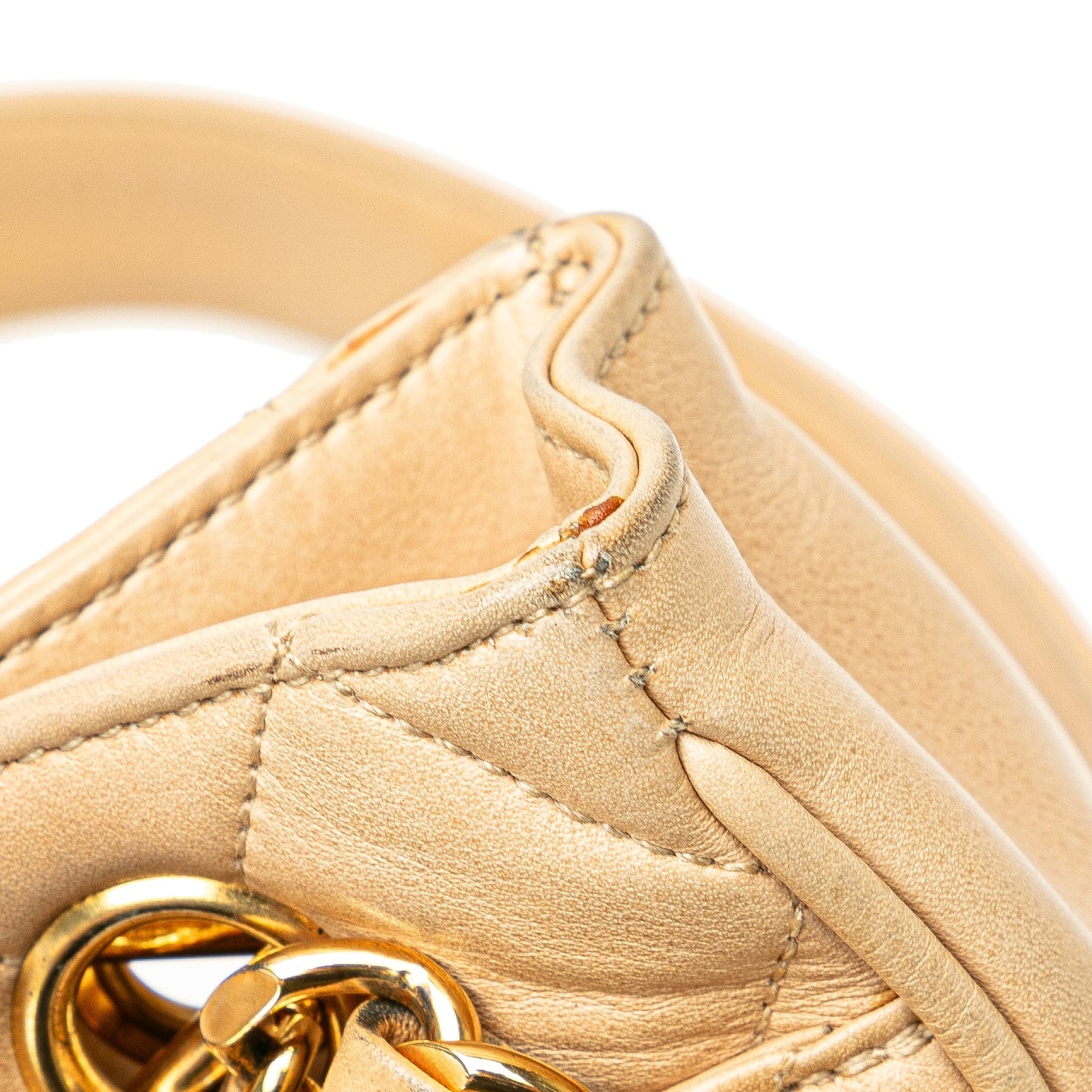 Tan Chanel Quilted Lambskin Shoulder Bag