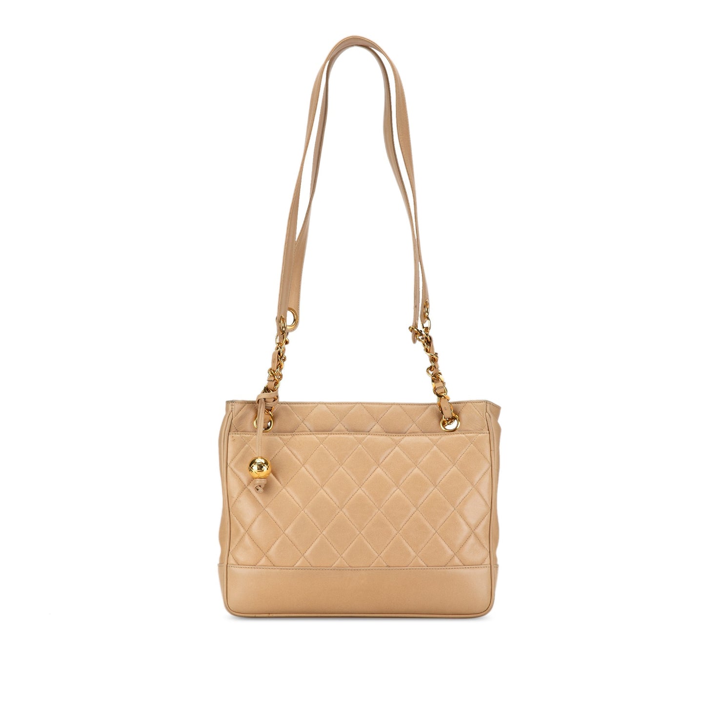 Tan Chanel Quilted Lambskin Shoulder Bag