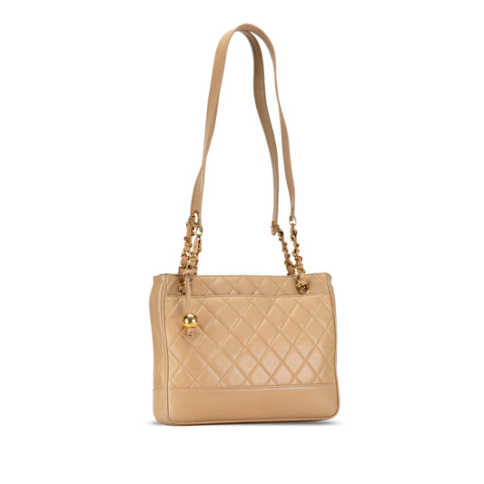Tan Chanel Quilted Lambskin Shoulder Bag