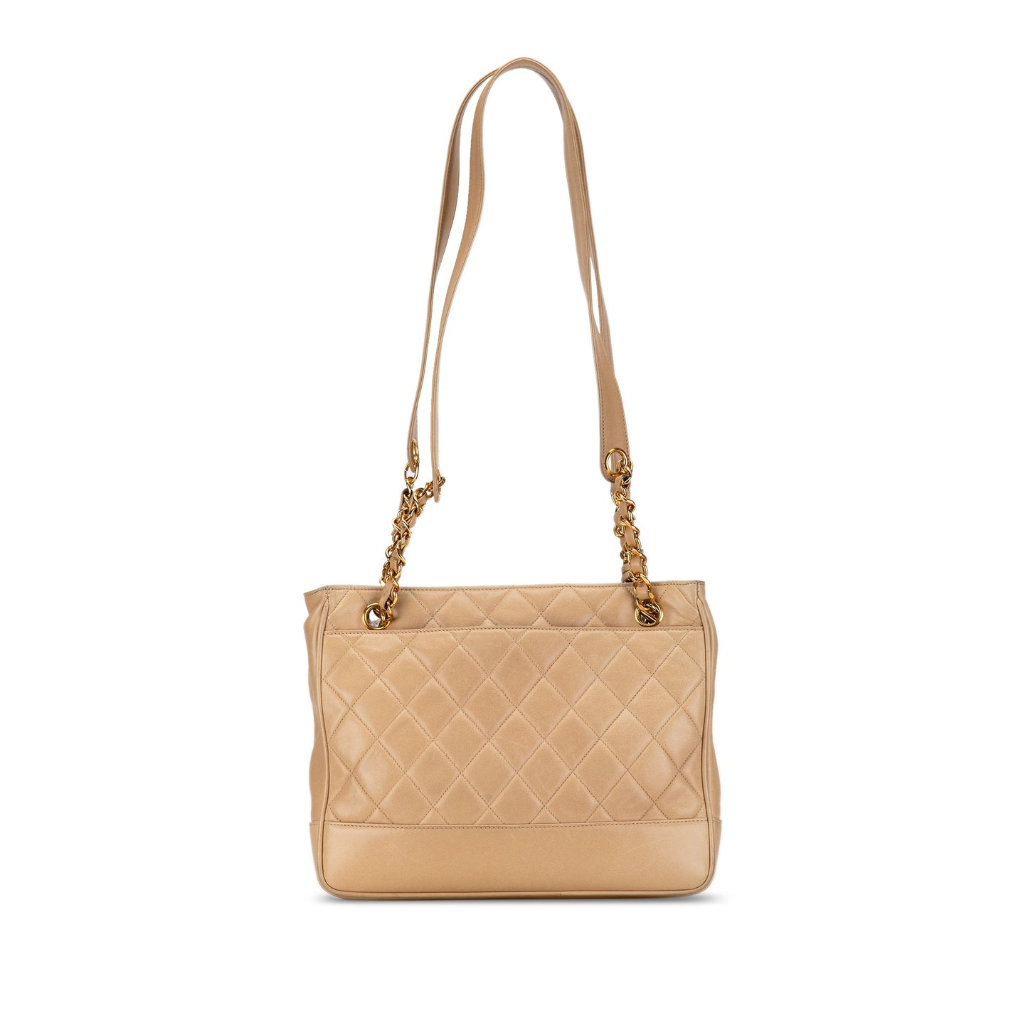 Tan Chanel Quilted Lambskin Shoulder Bag