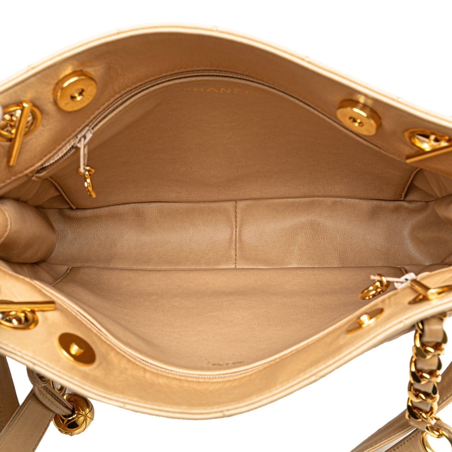 Tan Chanel Quilted Lambskin Shoulder Bag
