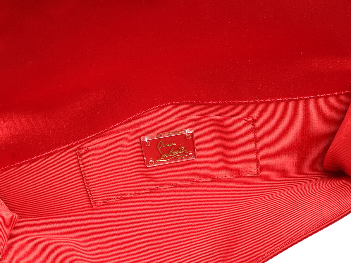Christian Louboutin Red Satin Canta Bow Clutch