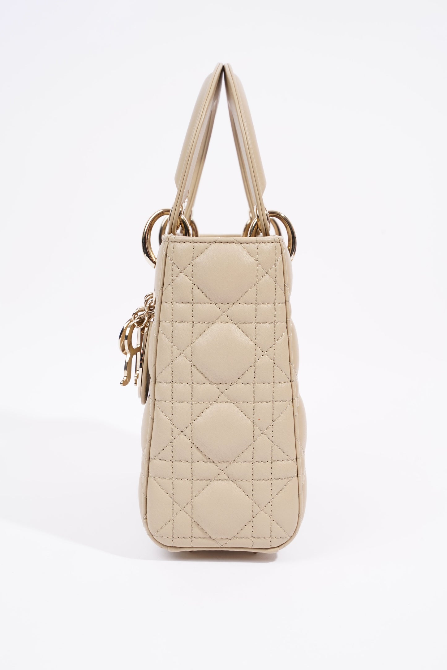 Christian Dior Lady Dior Cream Leather Small